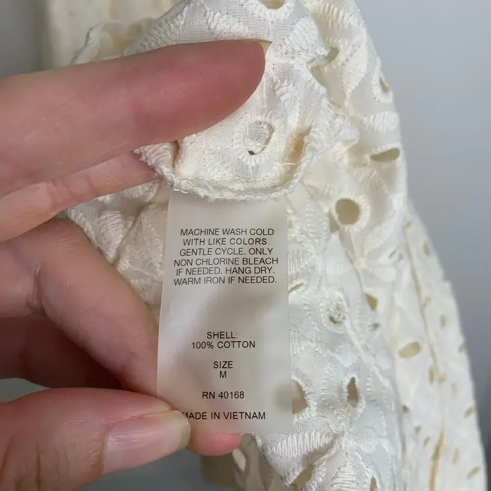 Vitamin A Off White Halter Top Maxi Cover Up Eyelet Swim Dress Womens Medium